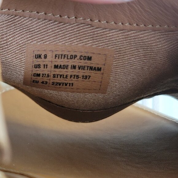 FitFlop Eloise Slides Sandals Women's Beige Leather Cork Wrap Wedge Slides Sz 11 - Picture 8 of 16